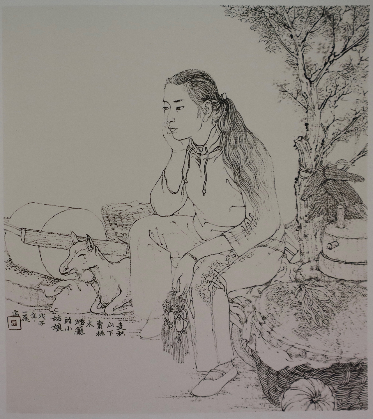 麦积山下卖桃木灯笼的小姑娘