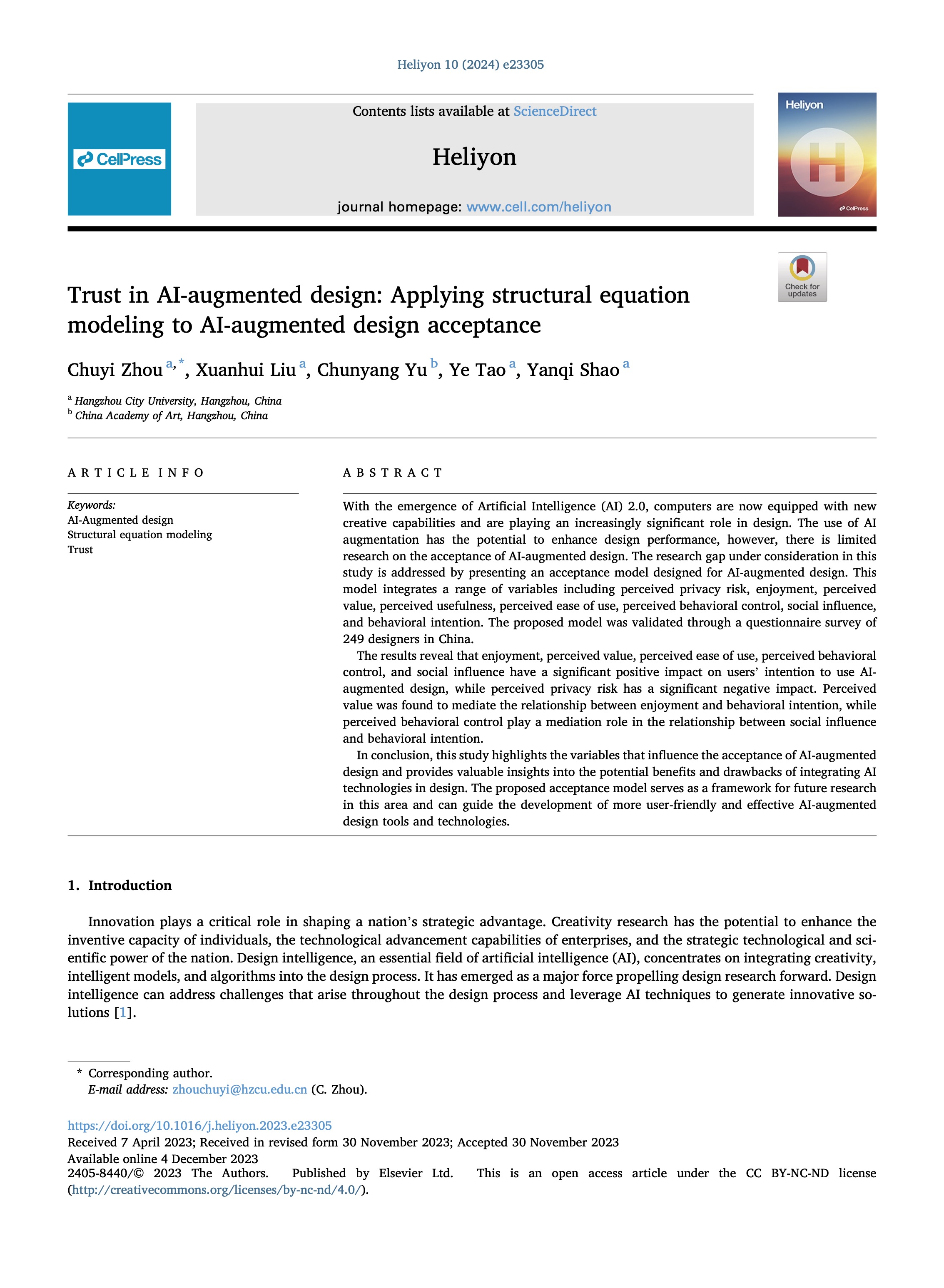 Trust in Al-augmented design Applying structural equation modeling to Al-augmented desi...