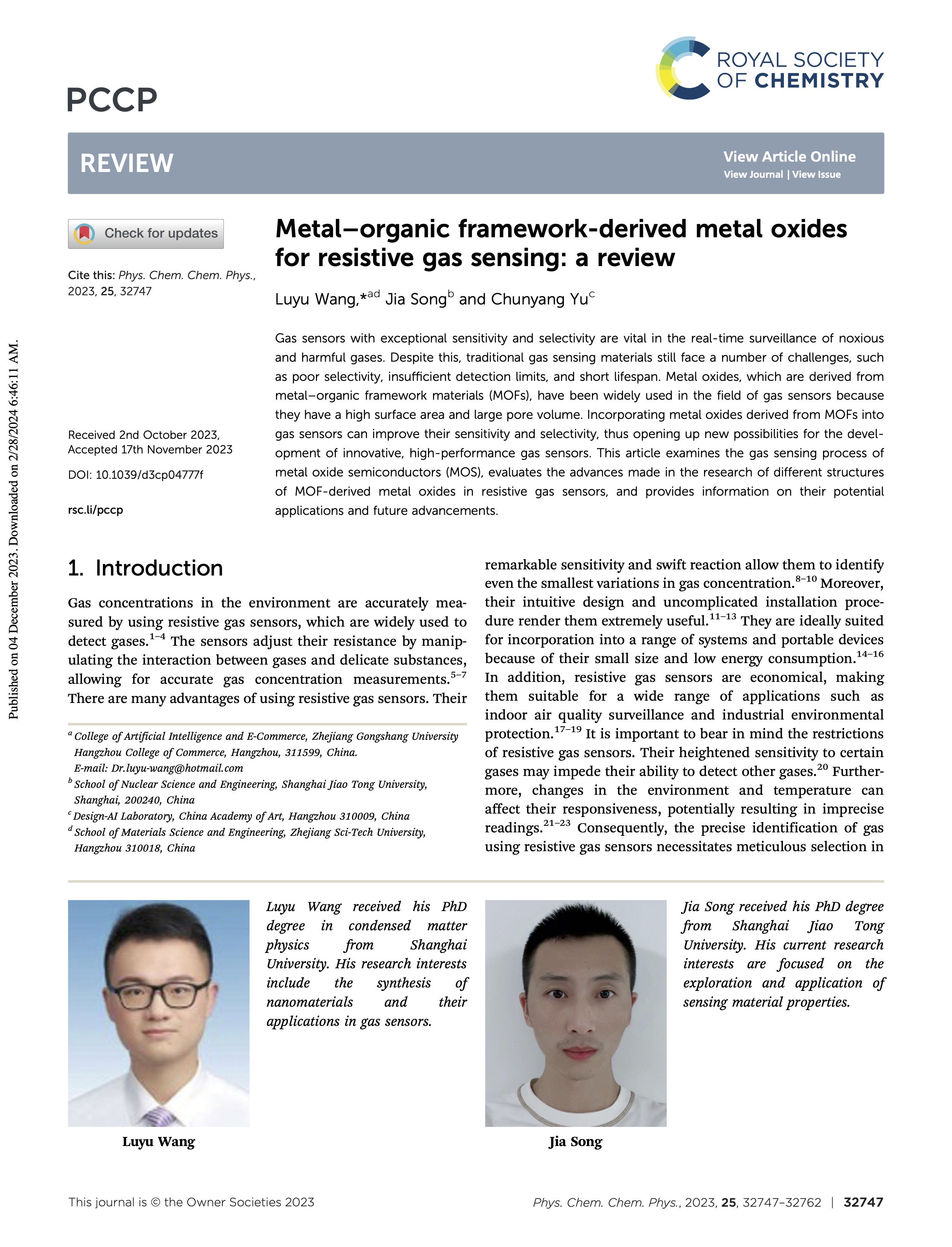 Metal-organic framework-derived metal oxides for resistive gas sensing a review 